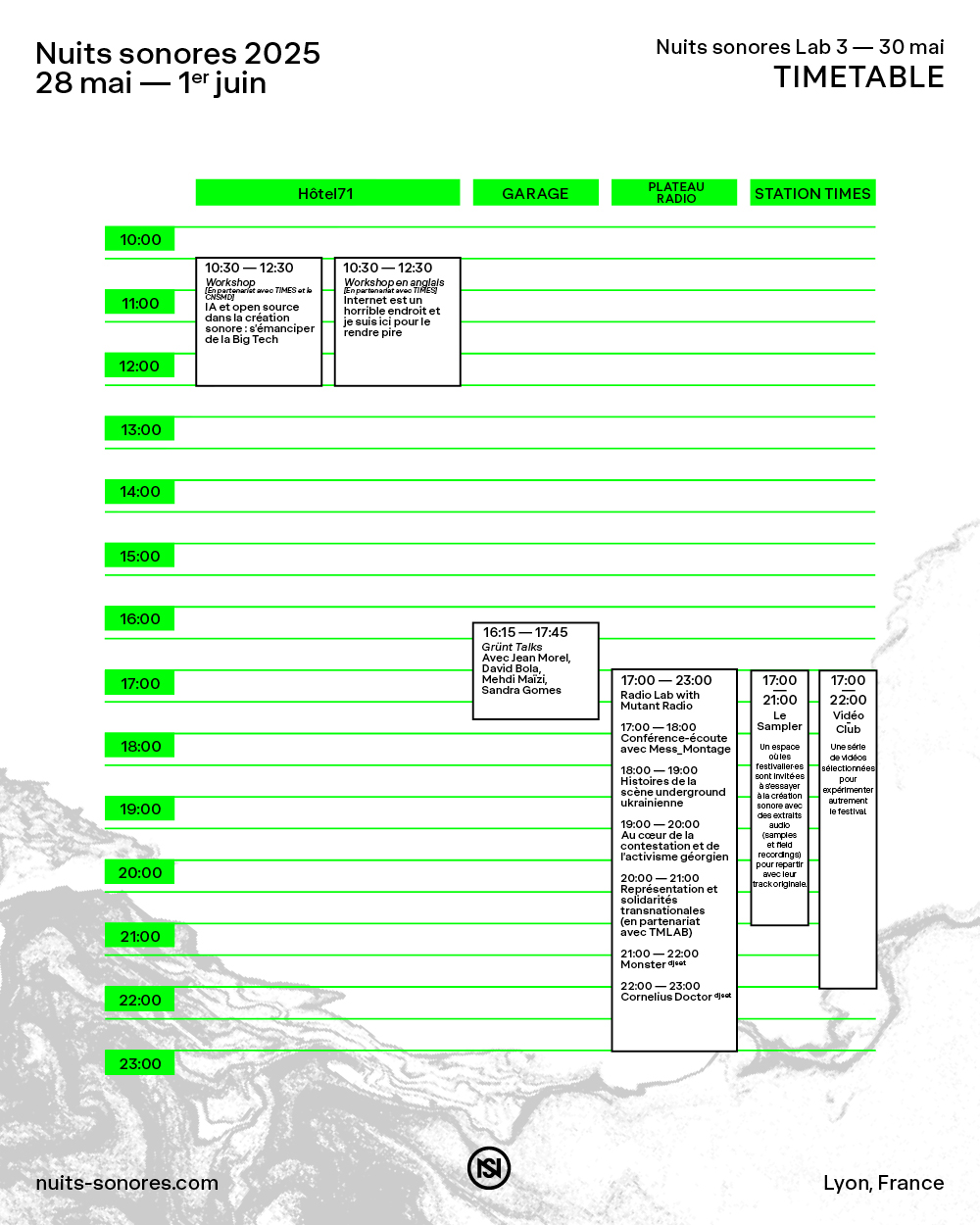 TIMETABLE – LAB 3 – Nuits sonores 202512